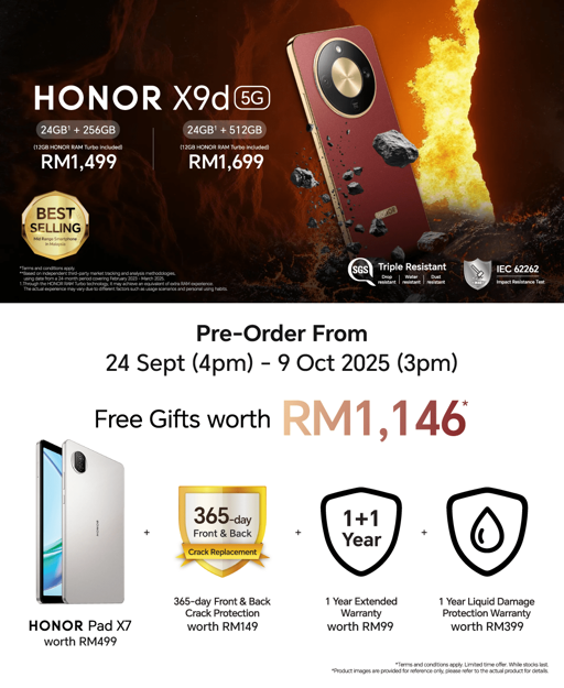 Picture of HONOR X9D 5G [24+256/512GB] ORI MALAYSIA SET